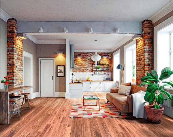 Flatlay of bass-wood laminate floor covering of flaxen color Stock